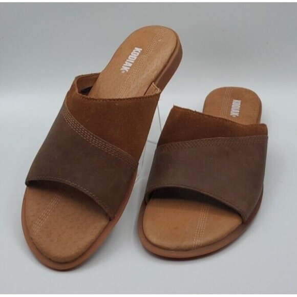 Kodiak Shoes - Kodiak Womens Alexi Brown Rust Leather Suede Slide Sandals Size 8.5